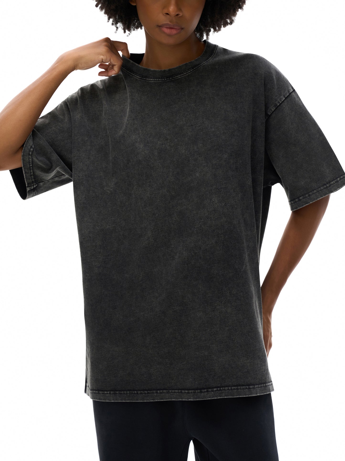 Luc1d Acid Wash Baggy Oversized T-Shirt (Black)